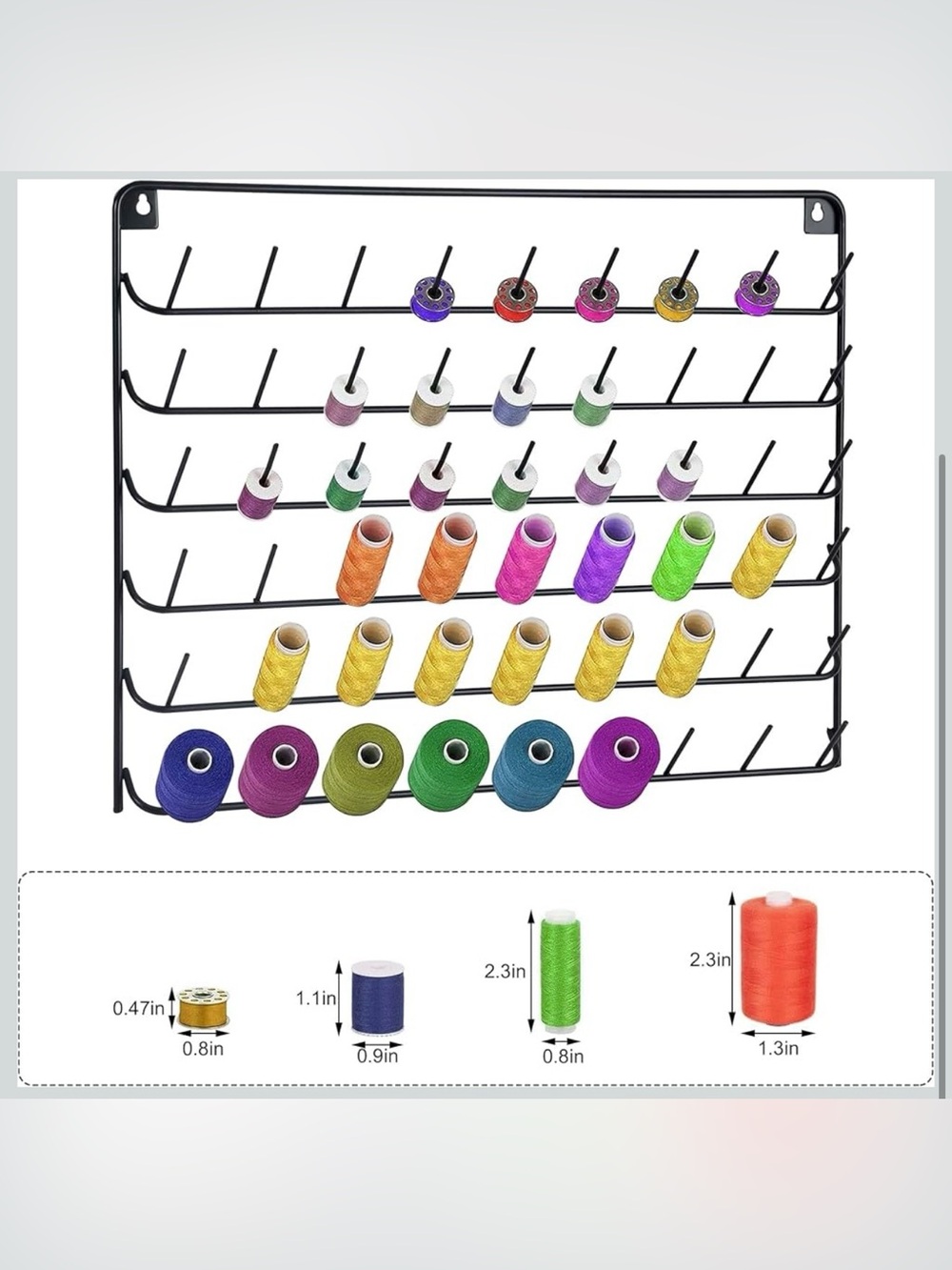 Colorful Thread Spool Wall Rack Organizer - Picture 3 of 5